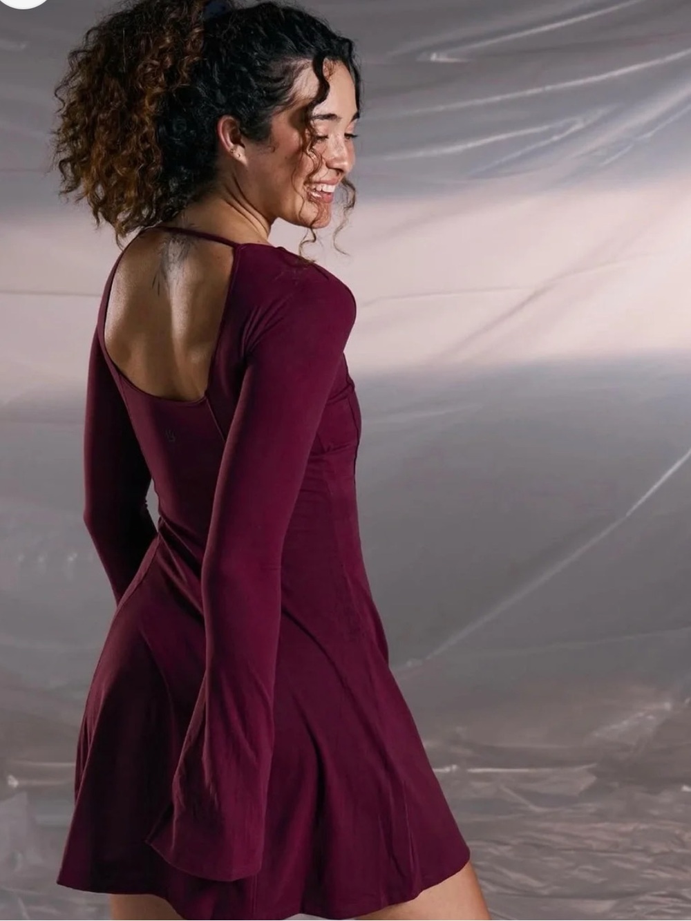 BUFFBUNNY COLLECTION Micro Poshknit Hourglass Dress in Wine - Picture 2 of 9